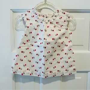 GAP Kids White Blouse with Red Floral Print